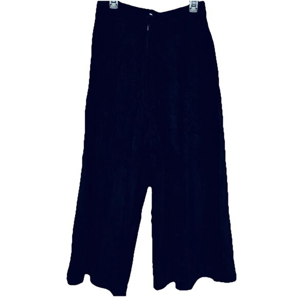 Vintage Black Silky Pig Suede Leather Lined Wide Leg Gaucho Pants Evan Davies 4 - Picture 3 of 6